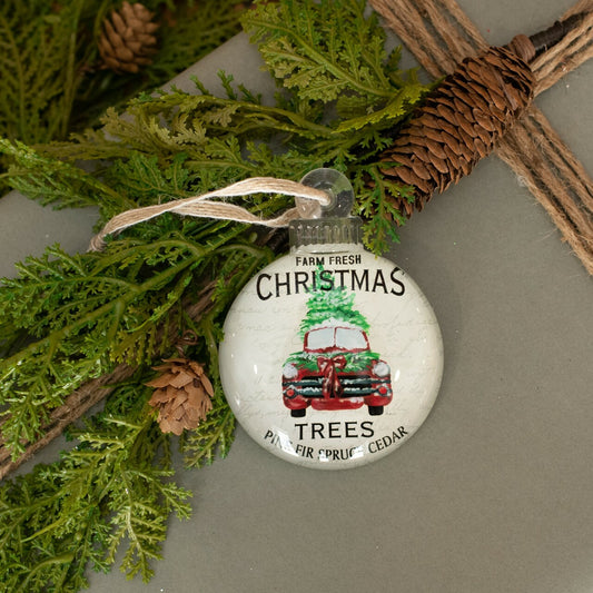 Christmas Trees Glass Disc Ornament