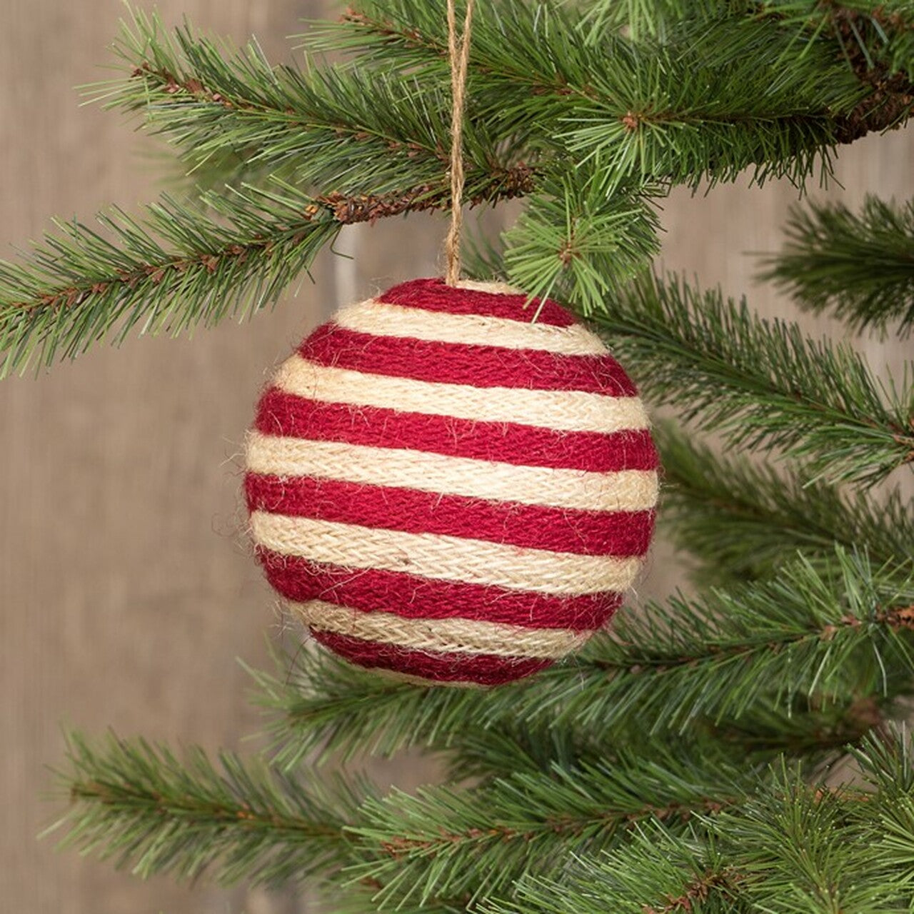 Red And Cream Striped Christmas Bauble