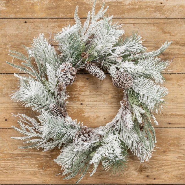 Heavy Frosted Mixed Pine & Cone Wreath