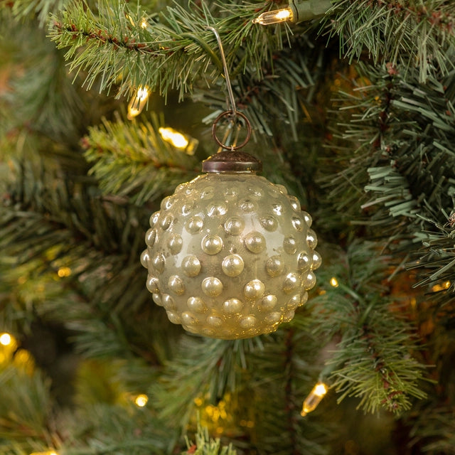 White Hobnail Kugel Ornament