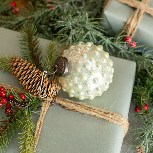 White Hobnail Kugel Ornament