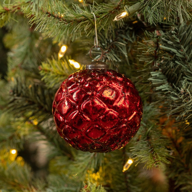 Red Quilted Kugel Ornament