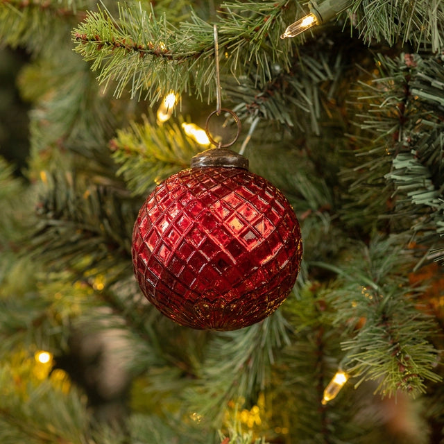 Red Waffle Kugel Ornament