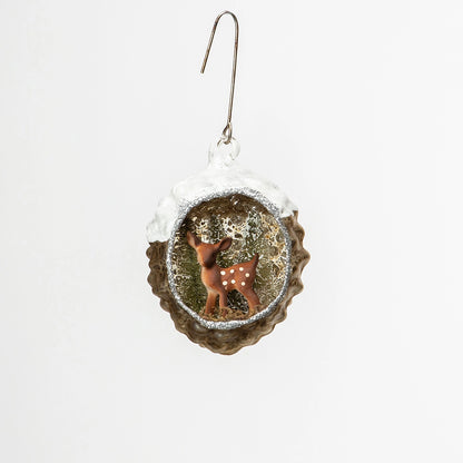 Pine Cone Scene Ornament W/ Deer