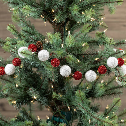 Red & White Snowball Garland