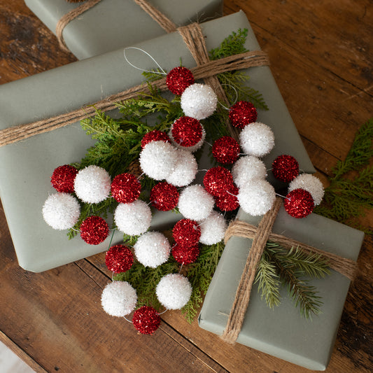 Red & White Snowball Garland