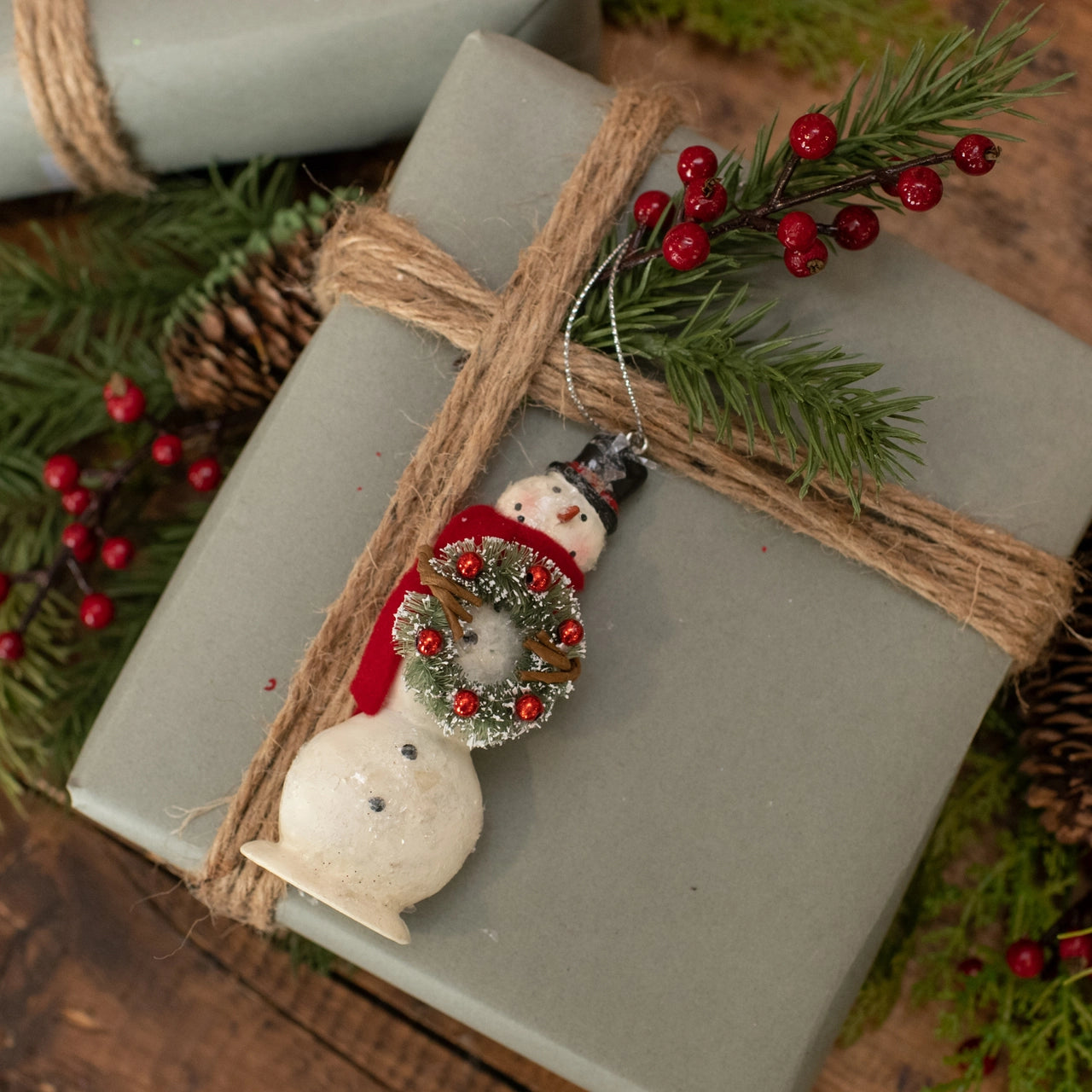 Bead Wreath Snowman Ornament