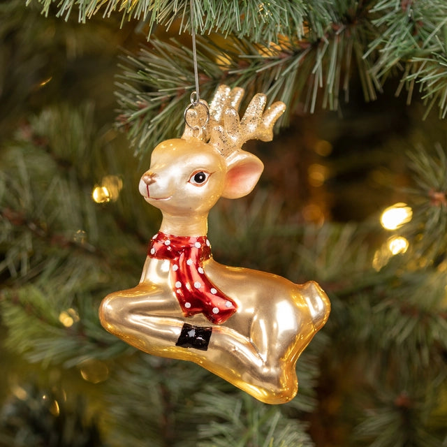 Reindeer W/ Dotted Scarf Christmas Ornament