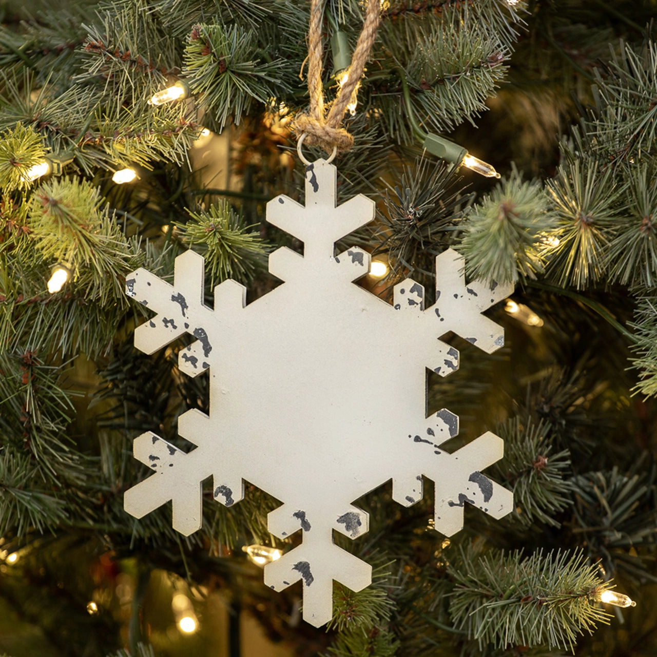 White Metal Snowflake Ornament