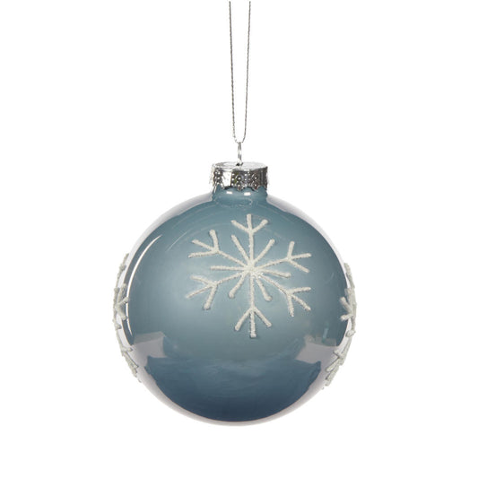 Snowy Blue Snowflake Bauble