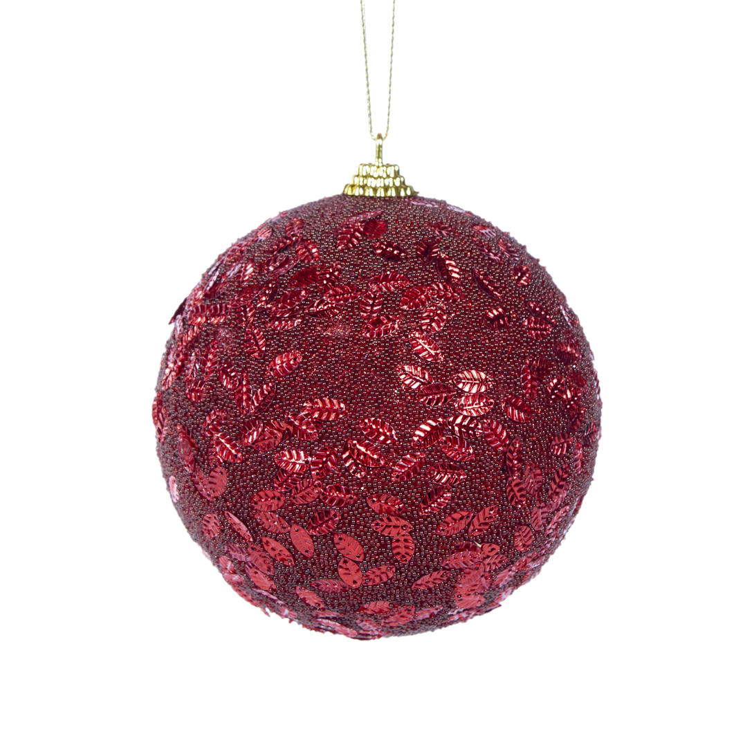 Burgundy Leaves Christmas Bauble