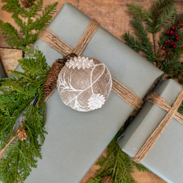 Embossed Leaf Christmas Bauble