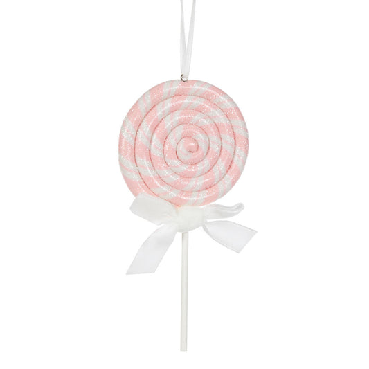 Pink and White Swirl Hanging Lollipop