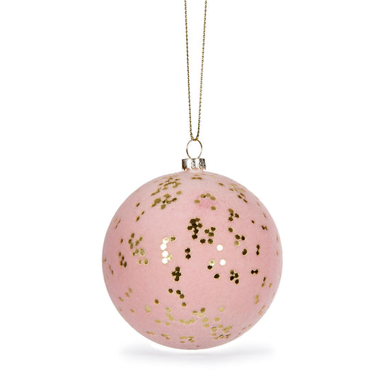 Pink Velvet Speckle Christmas Bauble