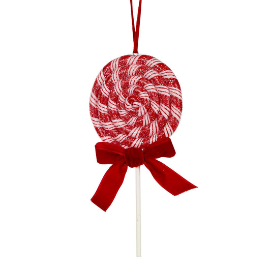 Red and White Swirl Hanging Lollipop